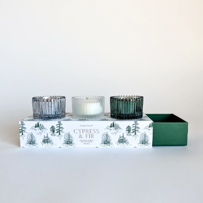 Cypress & Fir Ribbed Mercury Glass Boxed Gift Set