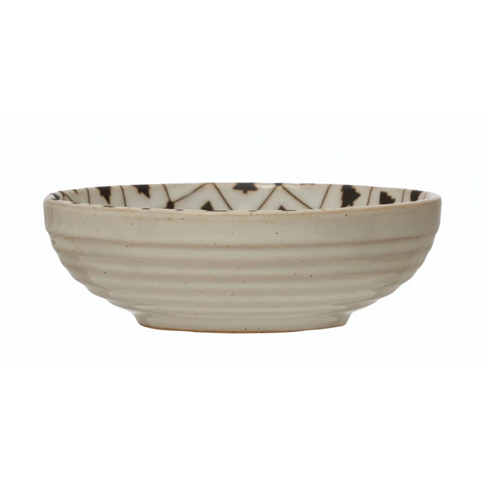 Stoneware Bowl With Tree Pattern