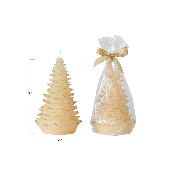 Unscented Tree Shaped Candle with Gold Tips - Eggnog