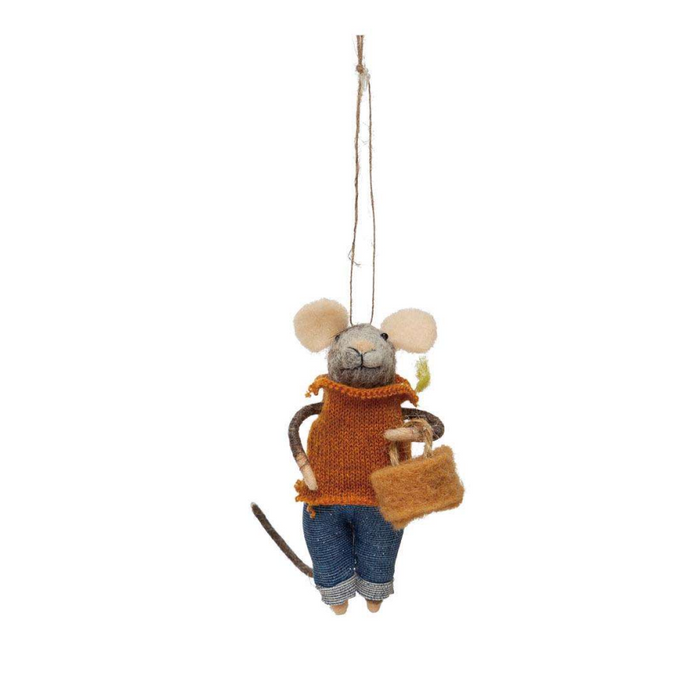 Wool+Felt Gardening Mouse Ornament