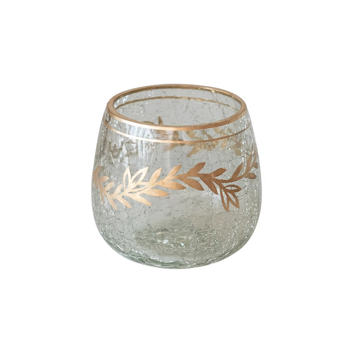 Recycled Glass Votive with Gold Finish