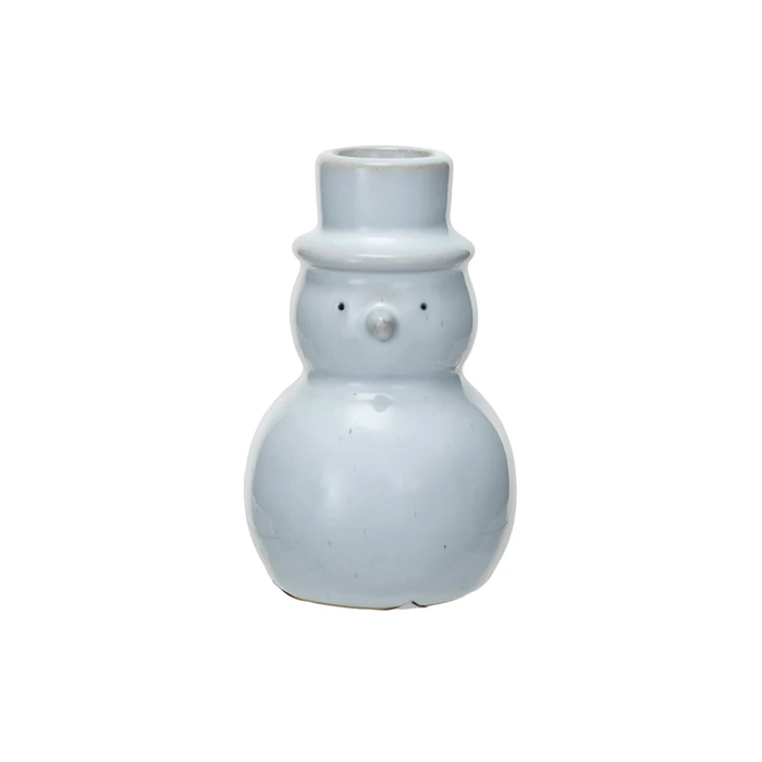 Stoneware Snowman Shaped Taper Holder