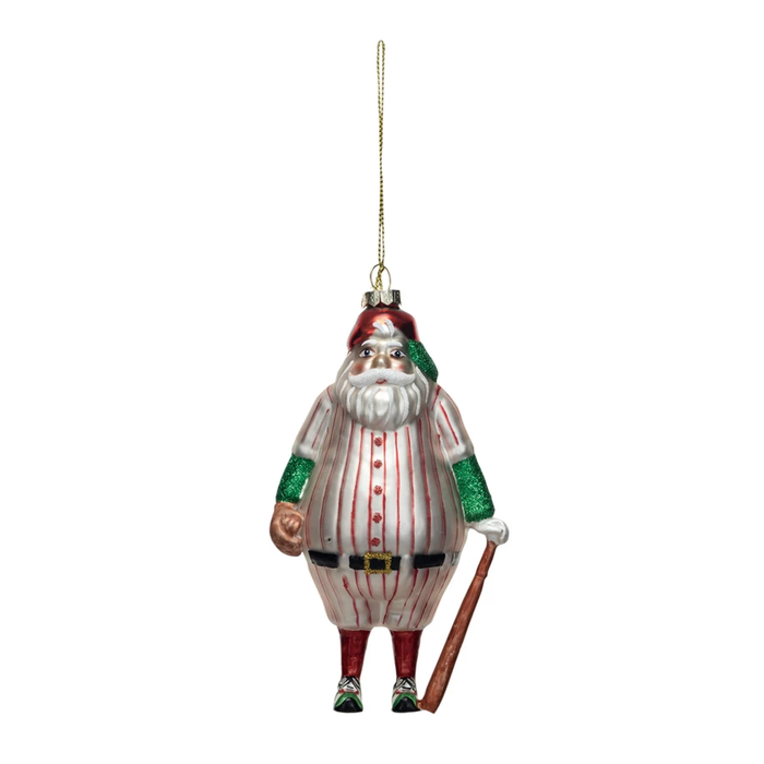 Santa in Baseball Outfit Ornament