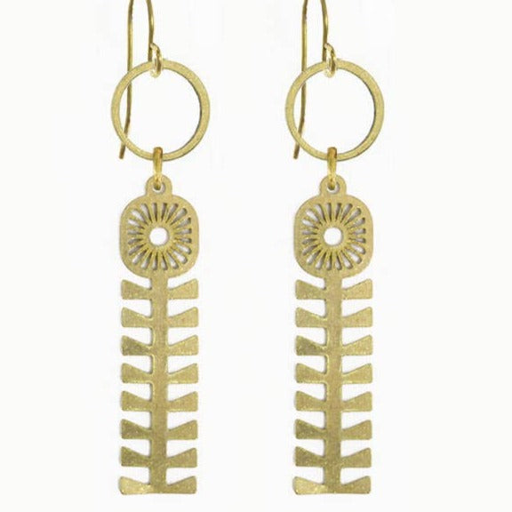 Brass Flower Totem Earrings