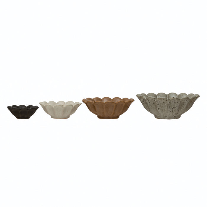 Stoneware Flower Bowl Set (4 pieces)