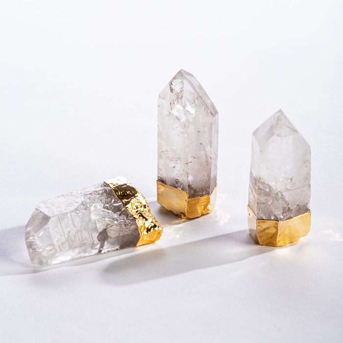 Gold Gilded Natural Standing Quartz Point