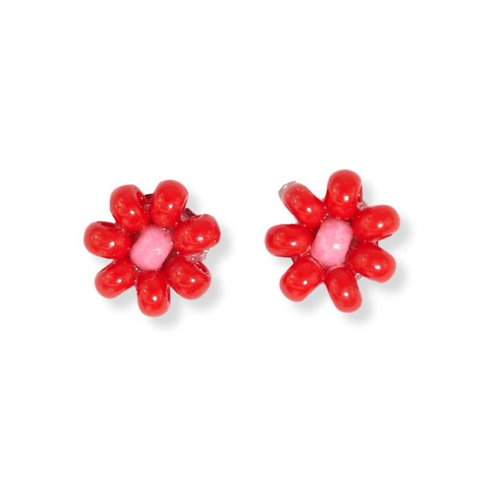 Tina Tomato Red Petite Flower Earrings